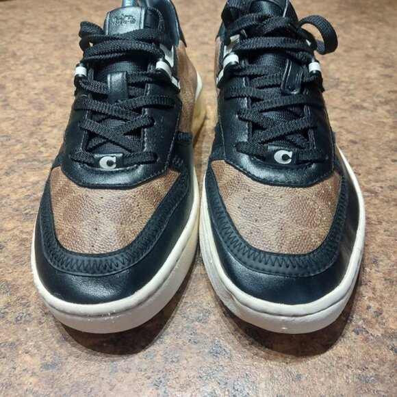 Coach City Sole Monogram Court Sneakers Black and Brown Size 7 - Picture 7 of 12